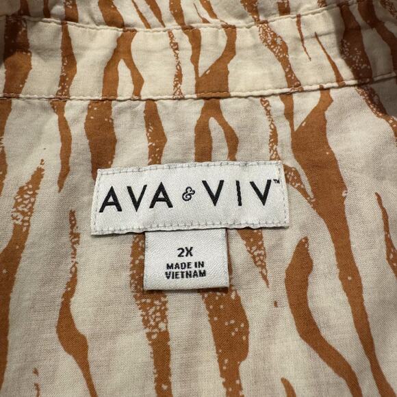 Ava & Viv Zebra Animal Y2K Safari Coastal Grandma Cottagecore Boho Button Up 2X - Picture 3 of 5